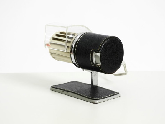 Image 1 of Raro ventilatore da tavolo originale BRAUN HL 1 del 1961, disegnato da Reinhold Weiss, con finitura in pelle.