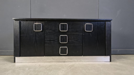 Vintage black wooden cabinet, 1970s 