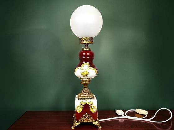 Image 1 of Itailan Hollywood Regency style tall ceramic buffet lamp