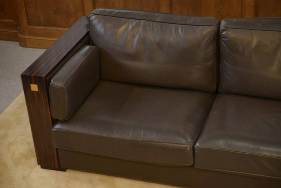 Minimalist leather and Macassar ebony canapé from the 1980s. – 3-5 seaters, Wood, Design (photo 4 of 15)