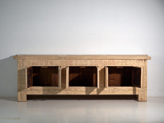 Antique carved low sideboard in fir wood – China, circa 1930 (photo 40 of 40)