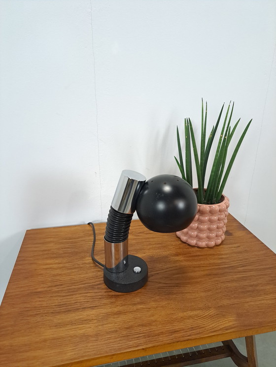 Image 1 of Design Lamp Hillenbrand Met Chroom En Zwarte Kap