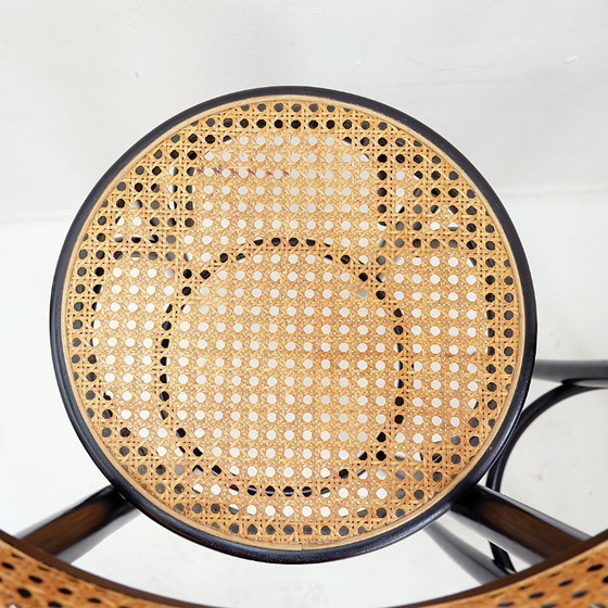 Image 1 of Set of 3 vintage Thonet-style bar stools in bentwood and caning