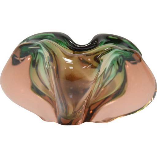 Vintage asbak in metallurgisch glas van Glasswork Novy Bor, Tsjecho-Slowakije 1960