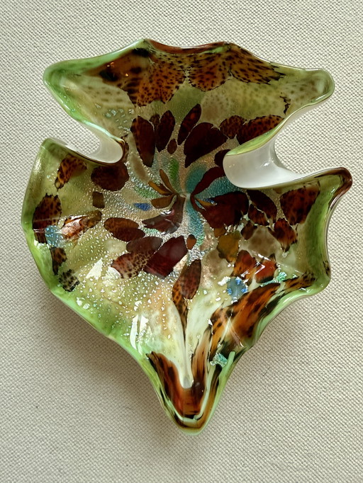 Murano (Italië) handgemaakt glazen schaal/asbak jaren’60