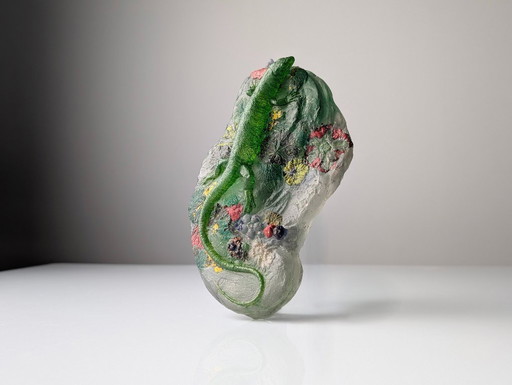 Pâte de Verre Lizard Sculpture, France, 1920s, Art Nouveau