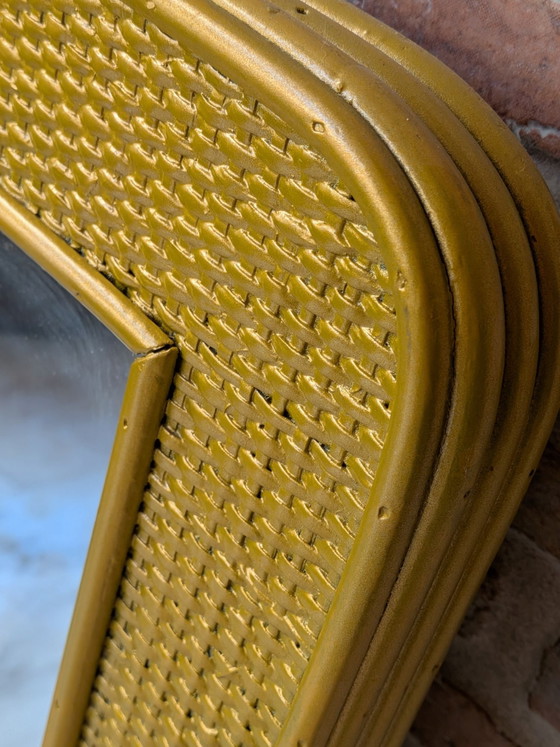 Specchio in vimini, Vetro, Rattan, Dorato (foto 7 di 11)