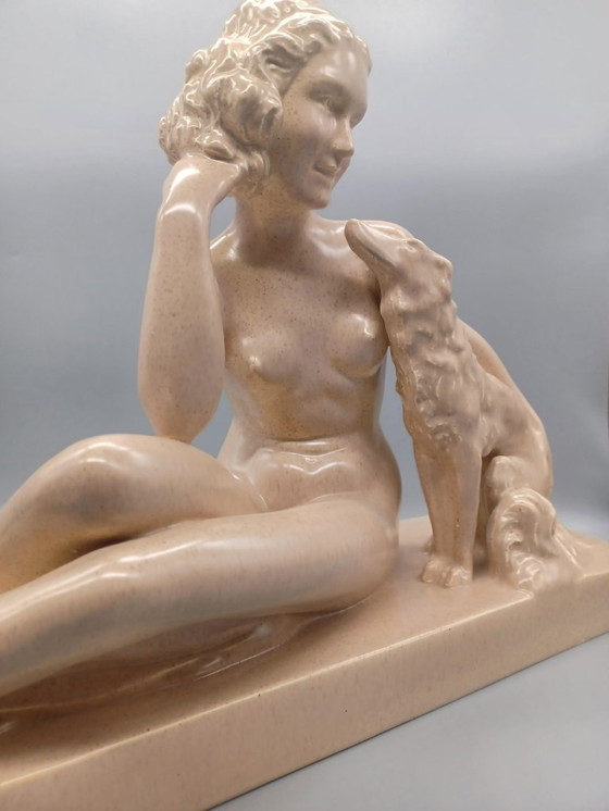 Image 1 of Statue sculpture en céramique beige signée par Charles Lemanceau 