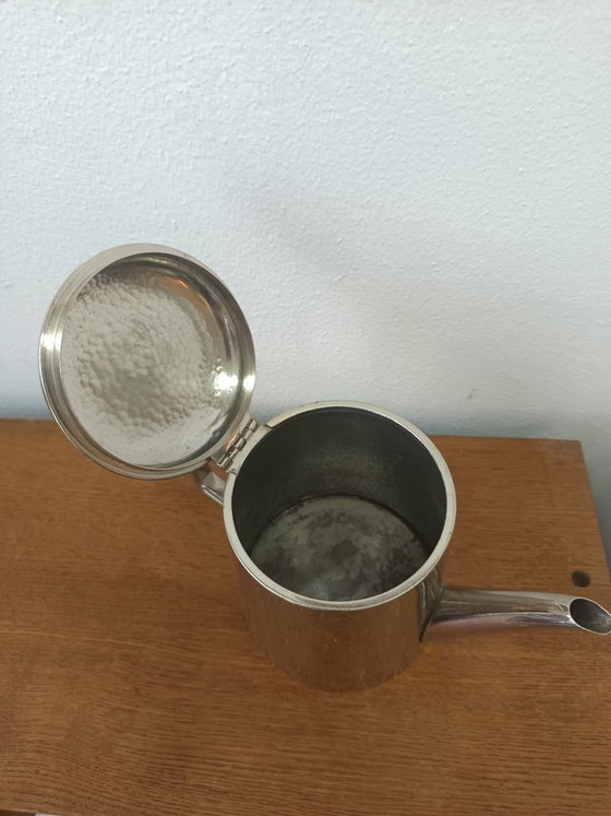 Image 1 of Art Deco hammered silver-plated metal teapot