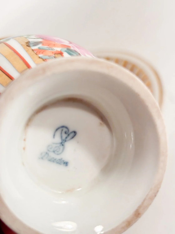 Pair of Hand-painted Dresden Porcelain Demitasse Cups, 1950s, Crockery, Rococo (photo 10 of 14)