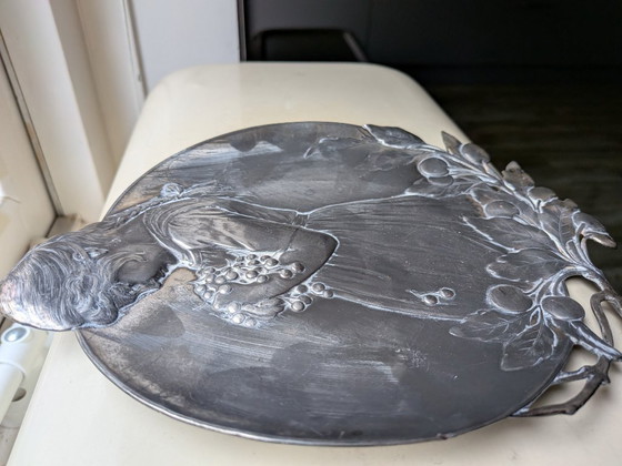 Originale Jugendstil-Wandplakette / Dekorative Platte von WMF – Modell 333 – ca. 1906 – Wanddekoration, Silver (photo 5 of 5)