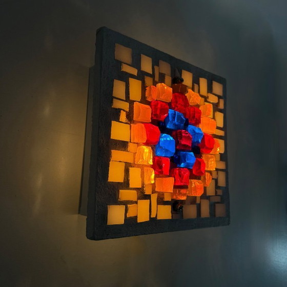 Image 1 of Brutalistische Wandleuchte aus Glas und Harz, 1970er Jahre, Deutschland