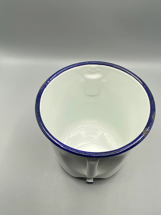 Antique White and Blue Enameled Sheet Metal Hygiene Wall Fountain – 18 cm – Decorative Objects (photo 3 of 6)