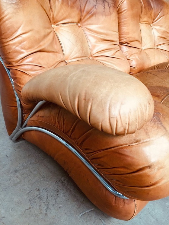 Image 1 of Midcentury Modern Italian Design 'COROLLA' Leather Sectional Sofa by I.P.E. Italy 1970's