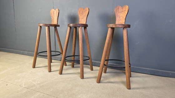 Image 1 of Vintage brutalist bar stools, 1960s- set of 3