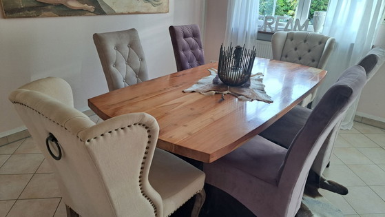 Table à manger et chaises au design élégant, Salles à manger complètes, Métal, Bois, Noir (photo 3 sur 7)