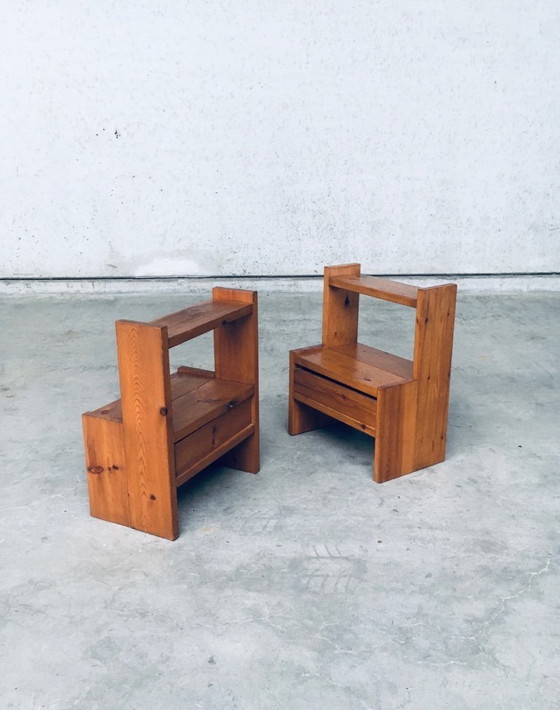 Image 1 of Midcentury Scandinavian Design Pine Bedside Table Set, 1960's Sweden