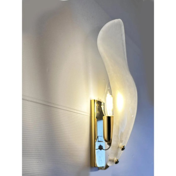 Image 1 of Moderne italienische Wandleuchten aus geschliffenem Muranoglas mit Blattmotiv – 4er-Set