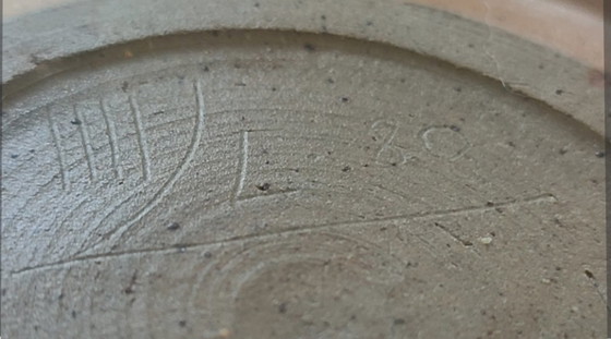 Image 1 of Pyrite stoneware ball vase, signed