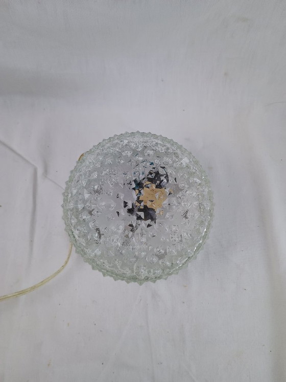 Image 1 of Vintage RZB Bubble Glass Ceiling Light 1970s - Industrial Wall Sconce Flush Mount German Design Opaline Textured Diffuser