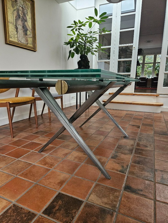 Image 1 of Ausziehbarer Esstisch aus Glas im italienischen Design