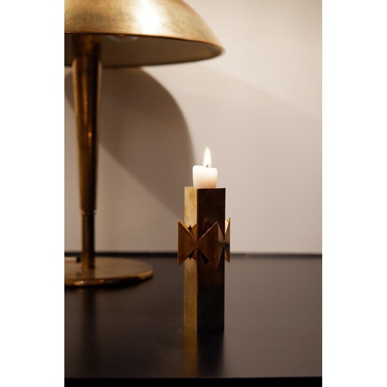 Image 1 of Vintage brass "Rosett" candlestick by Pierre Forsell for Skultuna, 1950