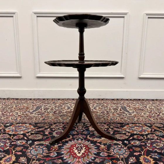 antieke Engelse tweelaags desserttafel, Salontafels, Hout, Bruin, Chesterfield (foto 4 van 6)