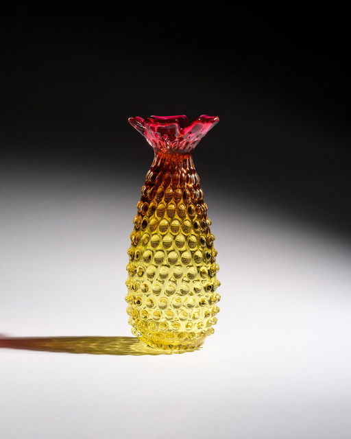 Frantisek Koudelka Skrdlovice Glashütte „Ananas“ Seltenes tschechisches Kunstglas 87287/23