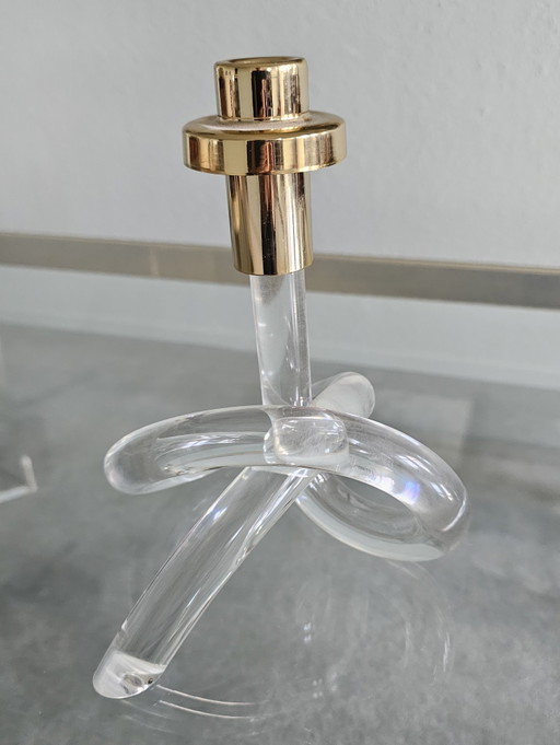Candlestick Pretzel Dotothy Thorpe – kandelaars en kaarsen, Plexiglass, Metal