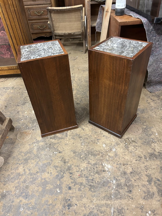 Image 1 of coppia di zoccoli in palissandro su marmo grigio saint anne 