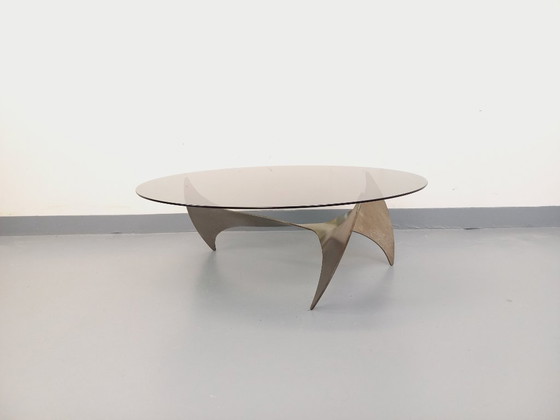 Image 1 of Vintage Propeller Coffee Table by Knut Hesterberg in Steel and Smoked Glass from the 1960s