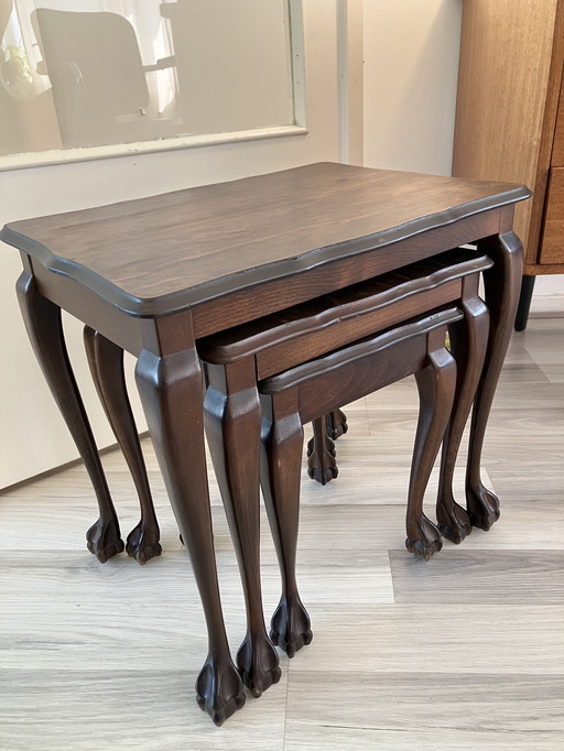 Vintage side table set 1960 | mahogany wood