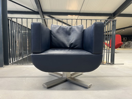 Jori Chillap Fauteuil pivotant en cuir bleu