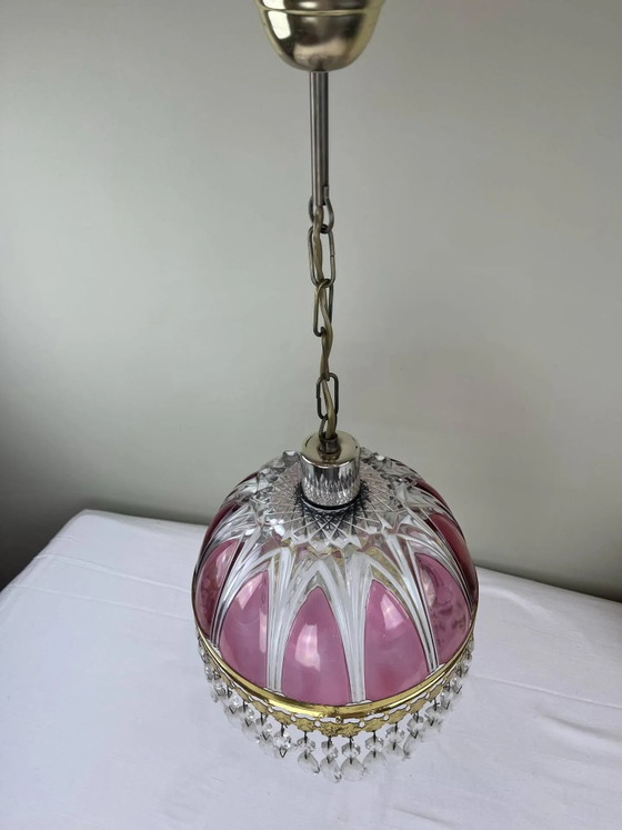 Suspension en verre taillé avec pampilles – Crystal, Glass, Art Deco (photo 2 of 10)