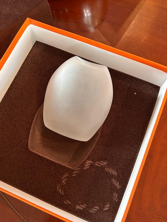 Image 1 of Authentic Hermès "Galet" (Pebble) Vase in White Opaline Glass