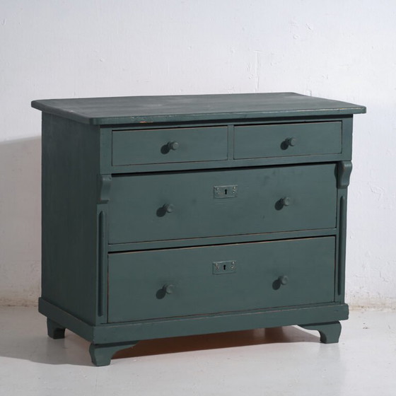 Commode ancienne en pin peint – Commode verte rustique européenne – circa 1900 #4 (photo 9 of 40)