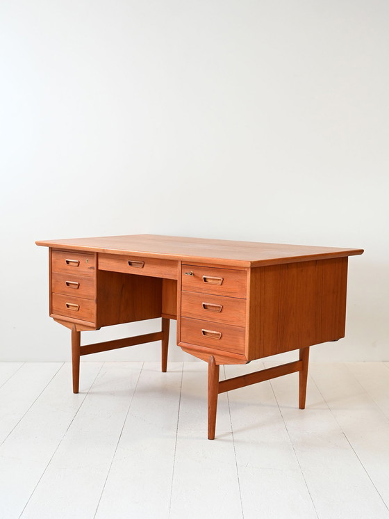 Image 1 of 1960s Scandinavian Teak Desk with Drawers