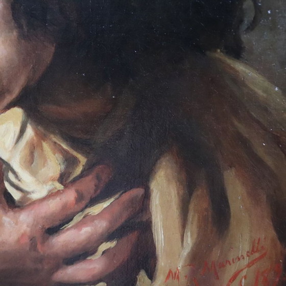 Image 1 of Oil Painting on Canvas, Male Portrait, Signed M. Marinelli dated 1894