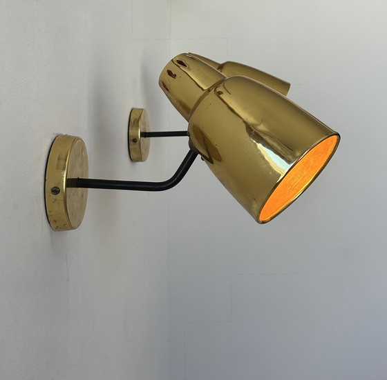 Image 1 of Coppia di lampade da parete vintage regolabili, ottone, Francia anni '60