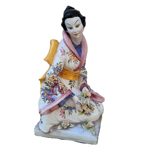 “Geisha”, cerámica vidriada o mayólica, Domenico Poloniato, 60’s – Italia