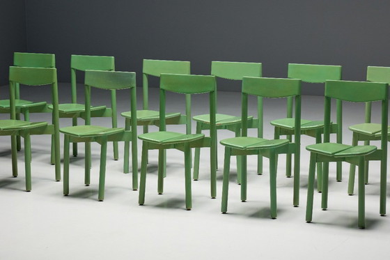 Image 1 of Groene eetkamerstoelen van Pierre Gautier Delaye, Frankrijk, 1965