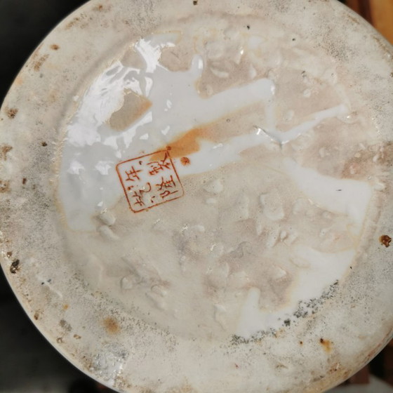 Image 1 of Set van 3 Vintage Oosterse vazen Balustervazen, Cantonporselein, porselein