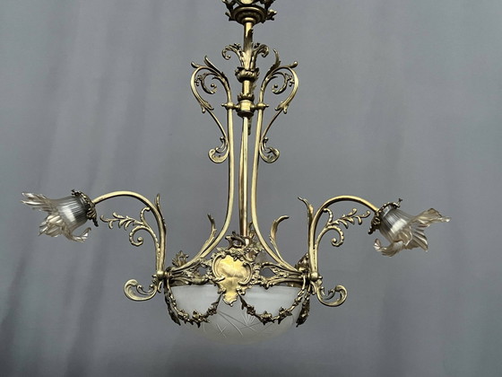 Lustre de style Louis XV. Bronze massif, cristal. – Crystal (photo 9 of 14)