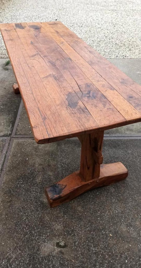 Image 1 of Antique rustic solid oak large dining table
