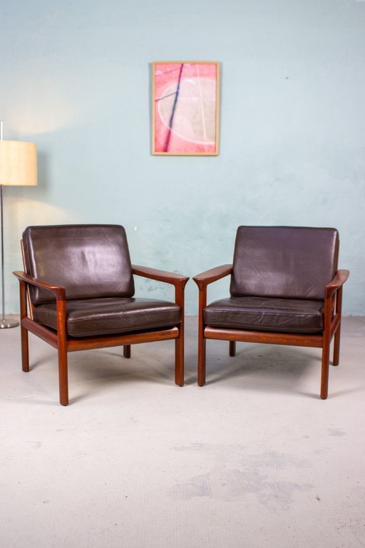 Vintage teakhouten fauteuil Sven Ellekaer comfortabele fauteuil uit het midden van de vorige eeuw