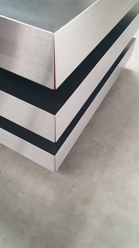 Vintage Roche Bobois Willy Rizzo Attr Salontafels 70s Design – lamine, Metal (photo 16 of 23)
