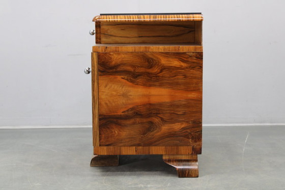 Image 1 of Pair 1930s Czech Art Deco Walnut Nightstands