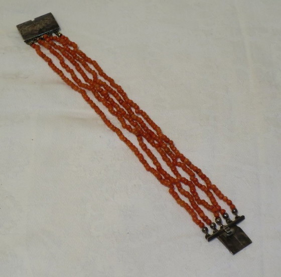 Image 1 of Bracelet 835 Handmade Pearl Silver Art Deco Bauhaus Hammered