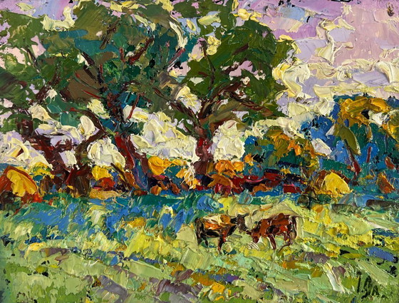 Image 1 of Original Oil Painting Summer Nature Landscape Warmth in the heart of the heat