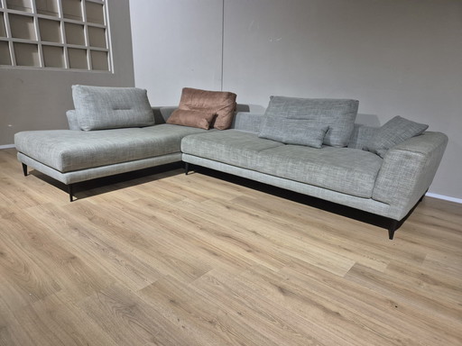 Montel Hampton - Corner sofa - Gray - Cognac - Fabric - Design